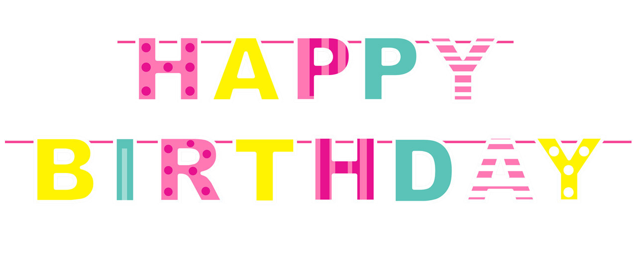 Паперова гірлянда принт "Happy Birthday" кольорова 250см