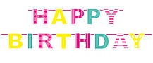 Паперова гірлянда принт "Happy Birthday" кольорова 250см