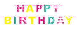 Паперова гірлянда принт "Happy Birthday" кольорова 250см