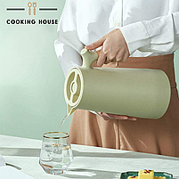 Термос-глечик для гарячих та холодних напоїв, термоглечик 2в1 Cooking House - 1 л - оливковий, фото 6