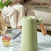 Термос-глечик для гарячих та холодних напоїв, термоглечик 2в1 Cooking House - 1 л - оливковий, фото 8