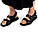 Босоніжки шкіряні жіночі спортивні на липучці 38-39 Woman's heel з натуральної шкіри на плоскій підошві чорні, фото 3