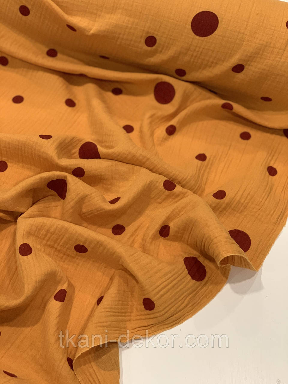 Муслін (хлопкова тканина) жатка гороху бордовий на горчиці (0,70*135), фото 1