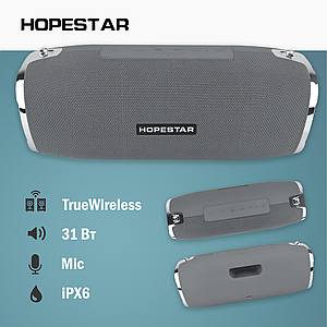 Портативна Bluetooth Колонка Hopestar A6 БАС ОРИГІНАЛ бездротова водонепроникна акустика сіра