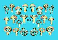 Слайдер дизайн Водный слайдер дизайн для ногтей с яркой печатью комби грибы