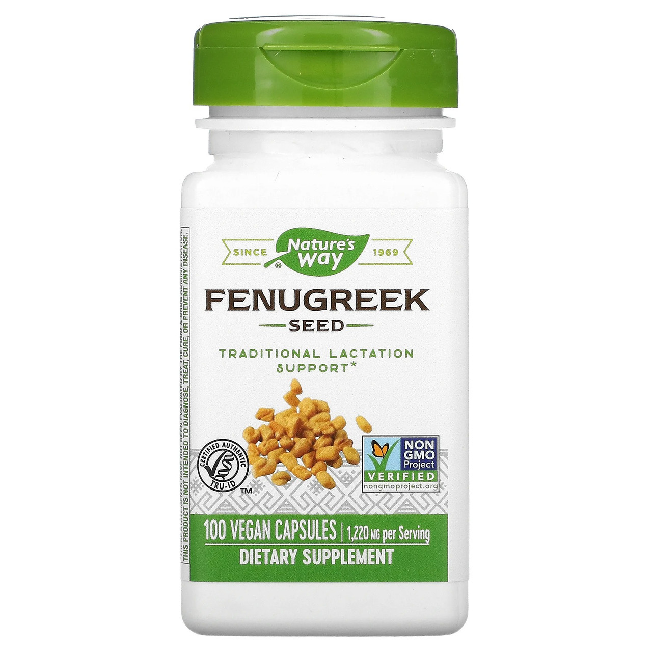 Пажитник 610 мг Nature's Way Fenugreek Seed для підтримки лактації 100 рослинних капсул