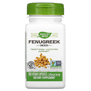 Пажитник 610 мг Nature's Way Fenugreek Seed для підтримки лактації 100 рослинних капсул