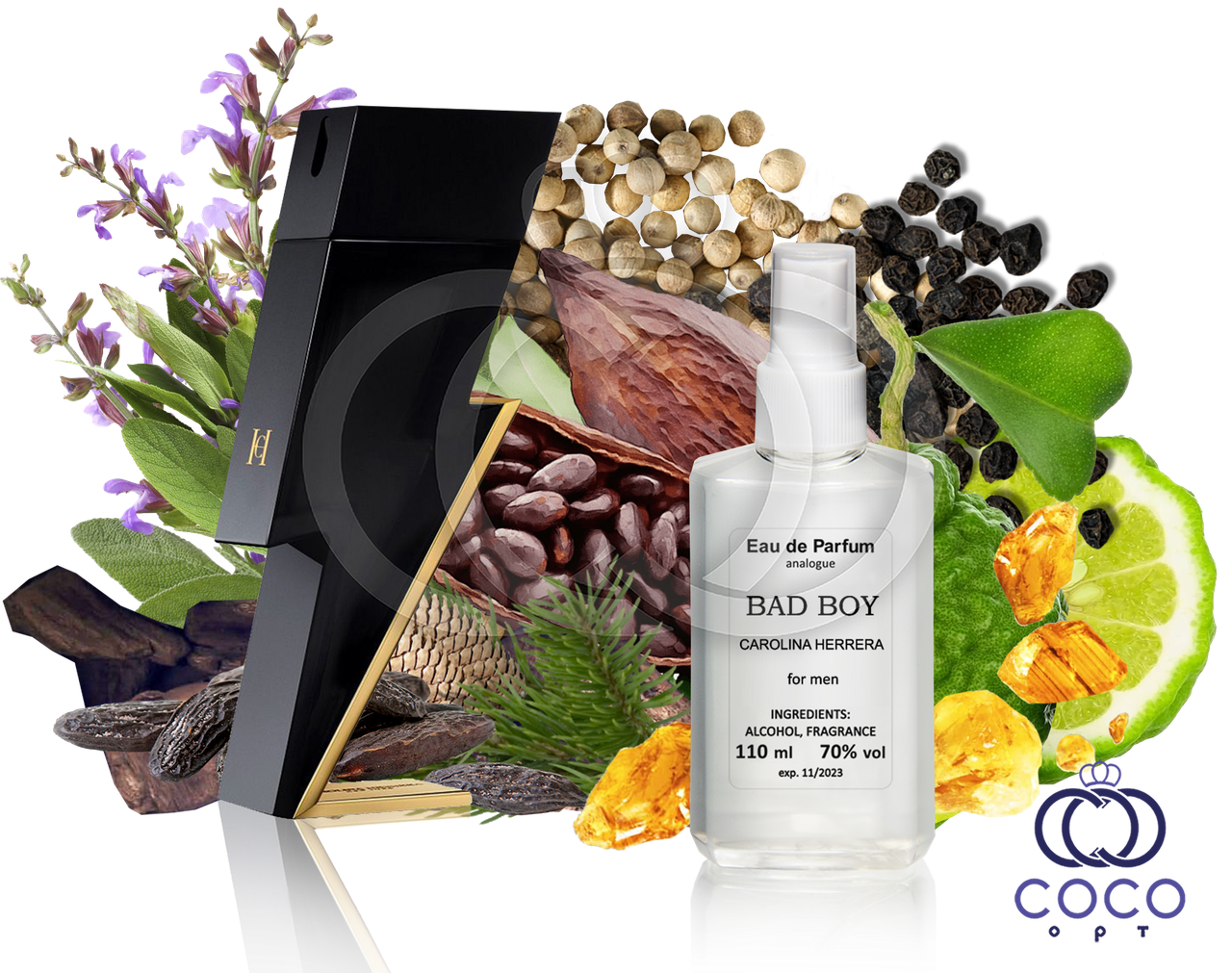 Чоловіча парфумована вода Carolina Herrera Bad Boy 110 Ml OAE у пластиковій пляшці, фото 1