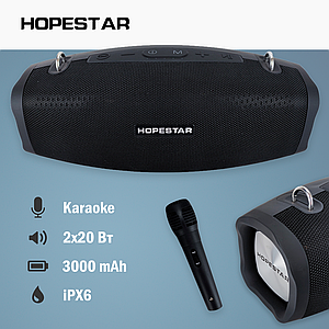 Портативна Bluetooth Колонка Hopestar X БАС ОРИГІНАЛ з мікрофоном бездротова акустика чорна