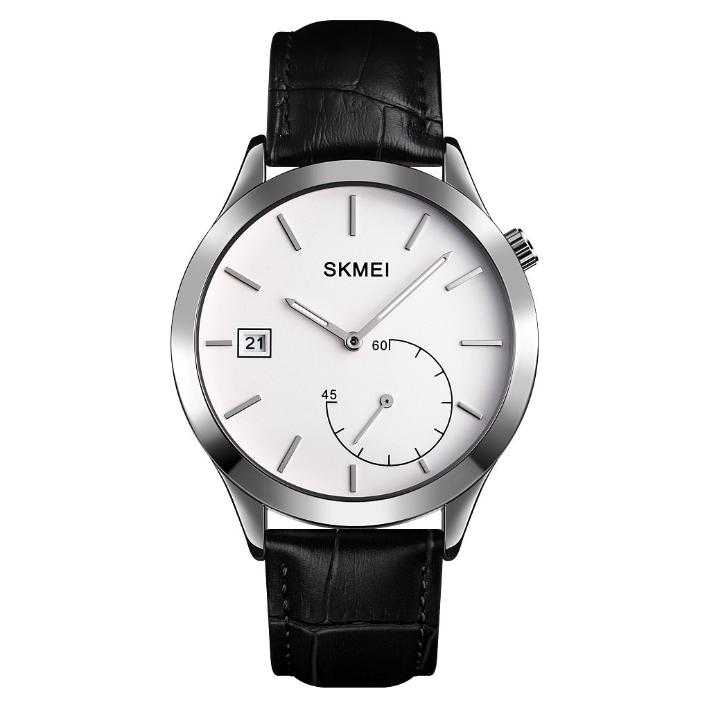 Чоловічі класичні годинник Skmei 1581 prestige Чорні з сріблястим