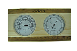 Термогігрометр Greus сосна/кедр 26х14 для лазні та сауни