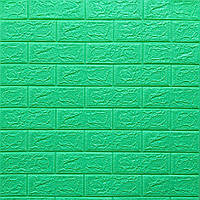 3Д панель стінова Зелена Трава Цегла самоклеюча 3d панелі 700x770x5 мм декор стін (12-5мм)