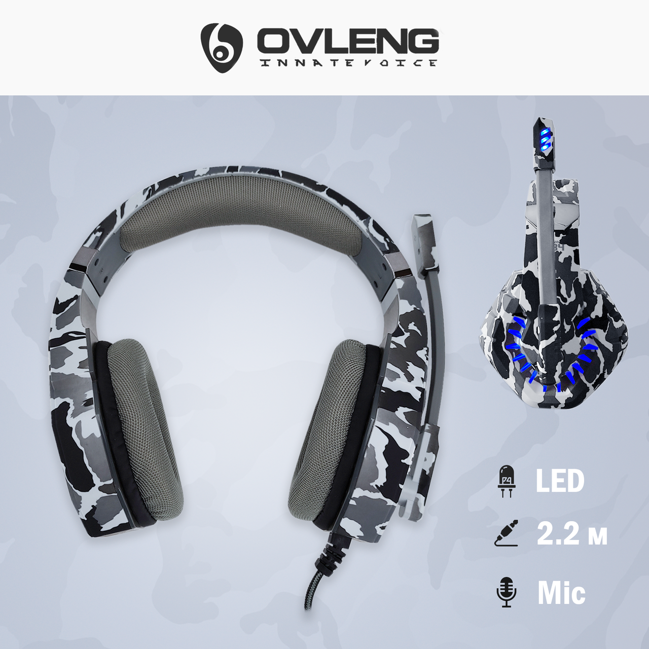 Ігрові навушники з мікрофоном Ovleng GT84 геймерські дротові для комп'ютера і ноутбука сині