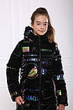 Підліткове зимове пальто з принтовой тканини «Аміна», фото 3