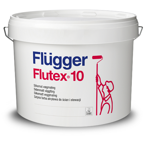 Фарба Flugger Flutex 10 Base 3.4 (флюгер флютекс 10)-9.1 л, матова водно-дисперсійна, яскраво-червона (внутр/зовнішня)