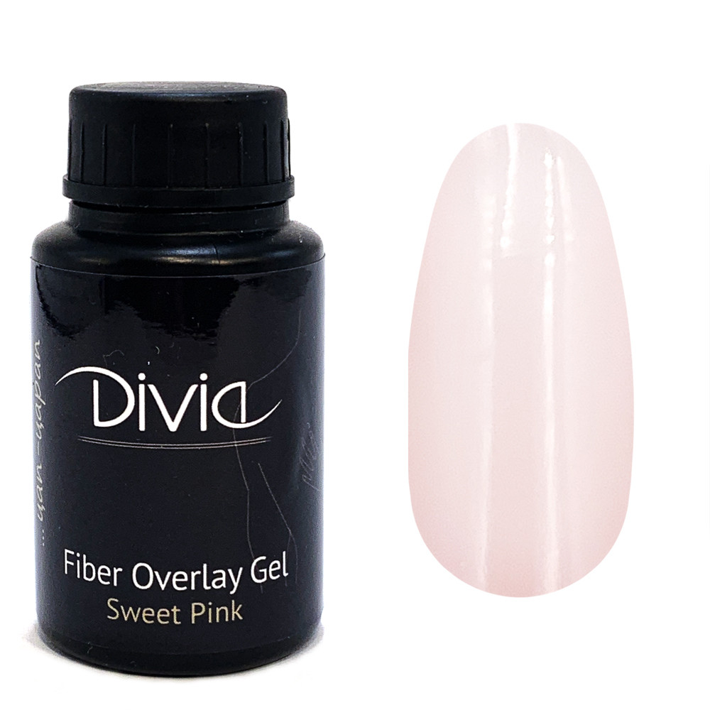 Divia - Базове покриття з волокнами Fiber Overlay Gel (FO24 - Sweet Pink) (30 мл)