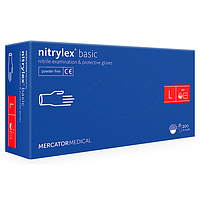 Голубые нитриловые перчатки Nitrylex Basic Mercator, размер L