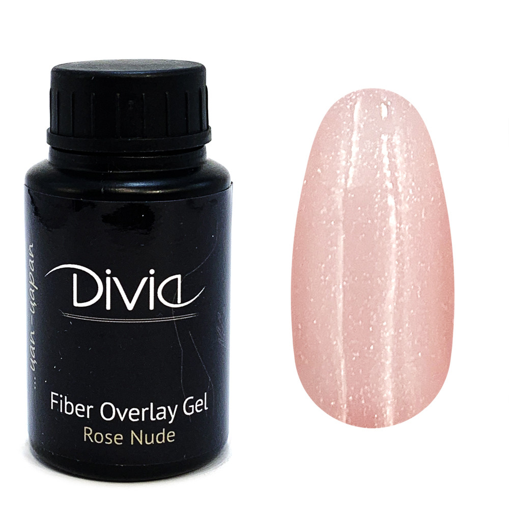 Divia - Базове покриття з волокнами Fiber Overlay Gel (FO26 - Rose Nude, шимер) (30 мл)