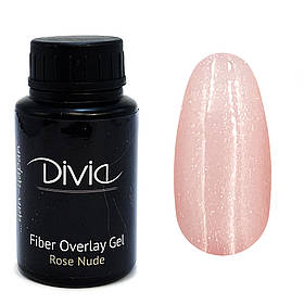 Divia - Базове покриття з волокнами Fiber Overlay Gel (FO26 - Rose Nude, шимер) (30 мл)