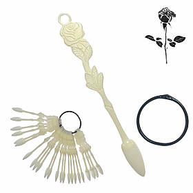 Палітра-віяло "Троянда" (24 шт на кільці) молочна матова «Мигдаль» - для демонстрації гель-лаків