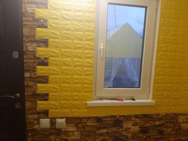 Декоративная 3Д-панель стеновая Желтый Кирпич самоклеющиеся 3d панели для стен 700x770x7 мм (10-7мм) - фото 5 - id-p1114122121