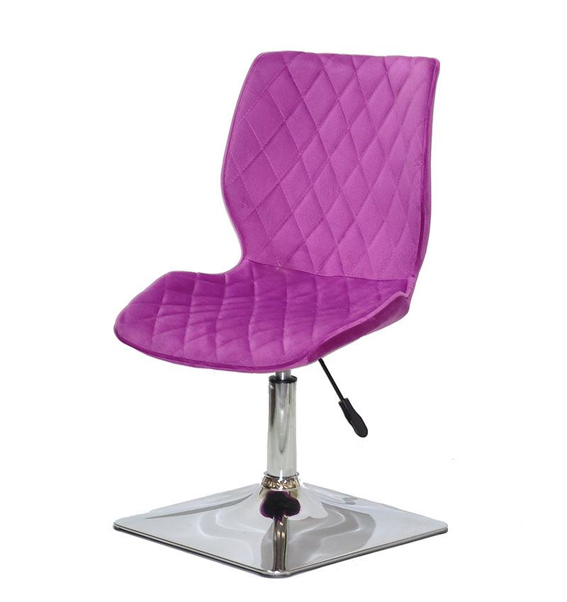 Стілець Toni 4CH-Base бузковий 1022 оксамит на хромованій квадратній опорі з регулюванням висоти сидіння, фото 1