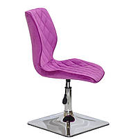 Стілець Toni 4CH-Base бузковий 1022 оксамит на хромованій квадратній опорі з регулюванням висоти сидіння, фото 2