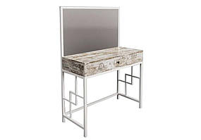 Трюмо з пуфом Арден метал білий ДСП Кантрі лейбл, екошкіра Родео-00 (Tenero TM)