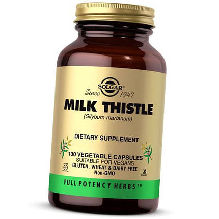 Екстракт розторопші (молочний чортополох) Solgar Milk Thistle 100 капсул, фото 2