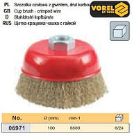 Щітка дріт чашка Ø 100 мм гайка М14 VOREL-06971