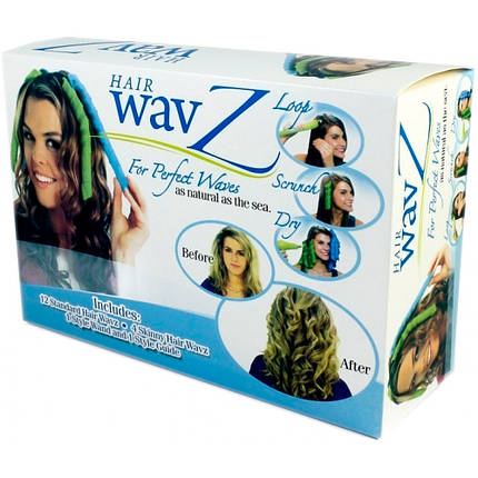 Чарівні спіральні бігуді Hair Wavz Хейр Вейвз для довгого волосся 50 см 18 шт, фото 1