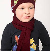 Темно бордовый Шарф тонкий весенний, Мягкие трикотажные детские шарфы разных цветов осенние весенние