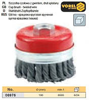 Щітка крацовка Ø 100 мм гайка М14 посилена VOREL-06976