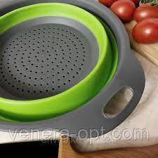 Складаний силіконовий друшляк-трансформер із висувними ручками прямокутний кошик для миття JM-606 (120), фото 2