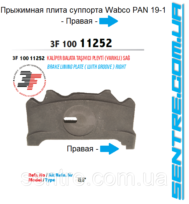 Притискна пластина супорта Wabco PAN 19-1 правого 3F 100 11252
