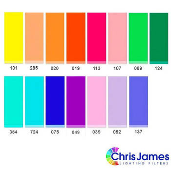 Універсальний набір гелевих світлофільтрів 30x30 см "Colour Studio Pack 15-8v", плівка Chris James Filters