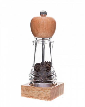 Млин для солі та перцю акриловий 165 мм механічний млин з підставкою Пластикові баночки для спецій, фото 1