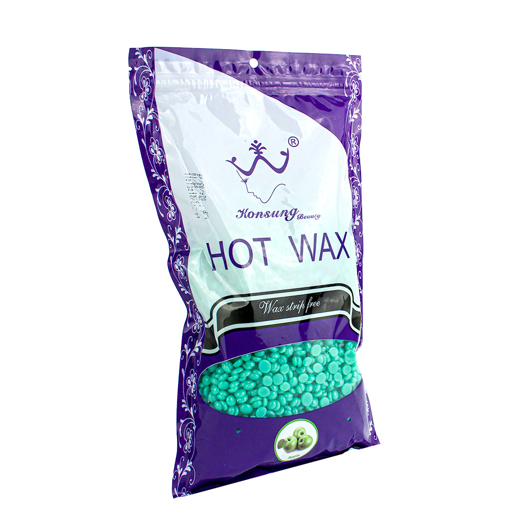 Віск для депіляції в гранулах 500г "Konsung Hot Wax" Яблуко ( плівковий віск ), фото 1