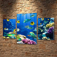 Картина на холсте модульные Подводный мир купить в интернет магазине картин, 45х70 см, (30x20-2/45x25)