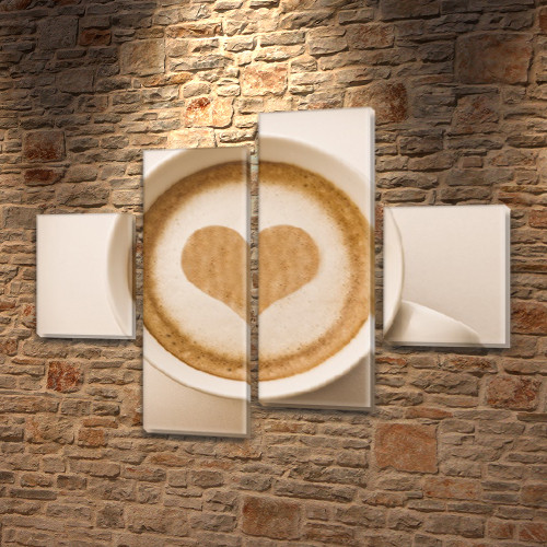 Картина модульна Моя кава для кухні купити, на Холсті син., 65x80 см, (25x18-2/55х18-2)