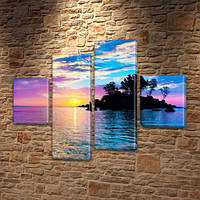 Модульная картина Закат солнца, на Холсте син., 65x80 см, (25x18-2/55х18-2)