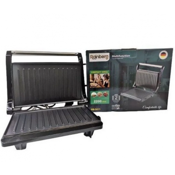 Гриль притискний Rainberg RB-5411 з антипригарним покриттям 2200 Вт неіржавка сталь