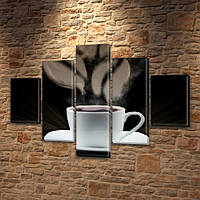 Картина модульная Кофе с пеной на Холсте, 95x135 см, (40x25-2/70х25-2/95x25)