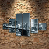 Картина модульная Мост большого города на ПВХ ткани, 75x130 см, (20x20-2/45х20-2/75x20-2)