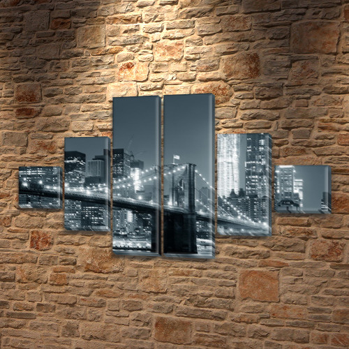 Картина модульна Міст великого міста на ПВХ тканини, 75x130 см, (20x20-2/45х20-2/75x20-2)