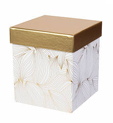 Подарункова коробка "White petals",17,5х17,5х19 см, колір білий