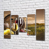Модульная картина Вино из бочки на ПВХ ткани, 90x110 см, (90x20-2/60х20-2/45x20)