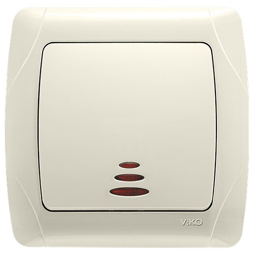 Вимикач VIKO одинарний із підсвічуванням кремовий