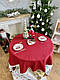 Скатертина новорічна кругла гобеленова червона, фото 5