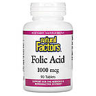 Natural Factors, фолієва кислота, 1000 мкг, 90 таблеток